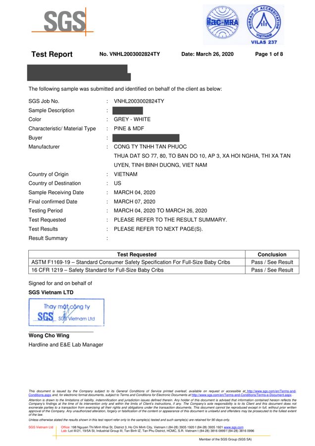 Cribs test report