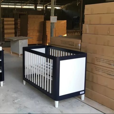 Blue Wooden Baby Crib with Toddler Bed Conversion Kit – Tan Phuoc Furniture