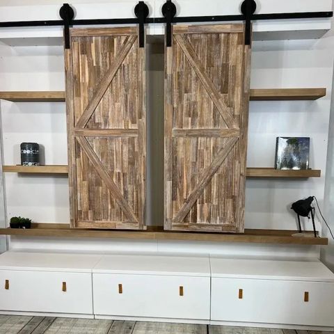 Natural Smart Furniture White Wood Sliding Door with Decoration Shelf for Living Room Bed Decoration – Tan Phuoc Furniture