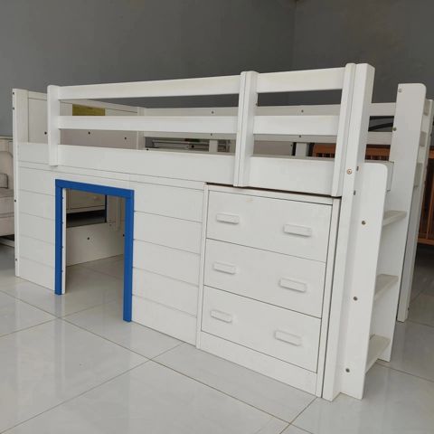 Dreamer Low Loft Bed Wooden Bed for Children with Window and Ladder High Quantity Cheap and – Tan Phuoc Furniture