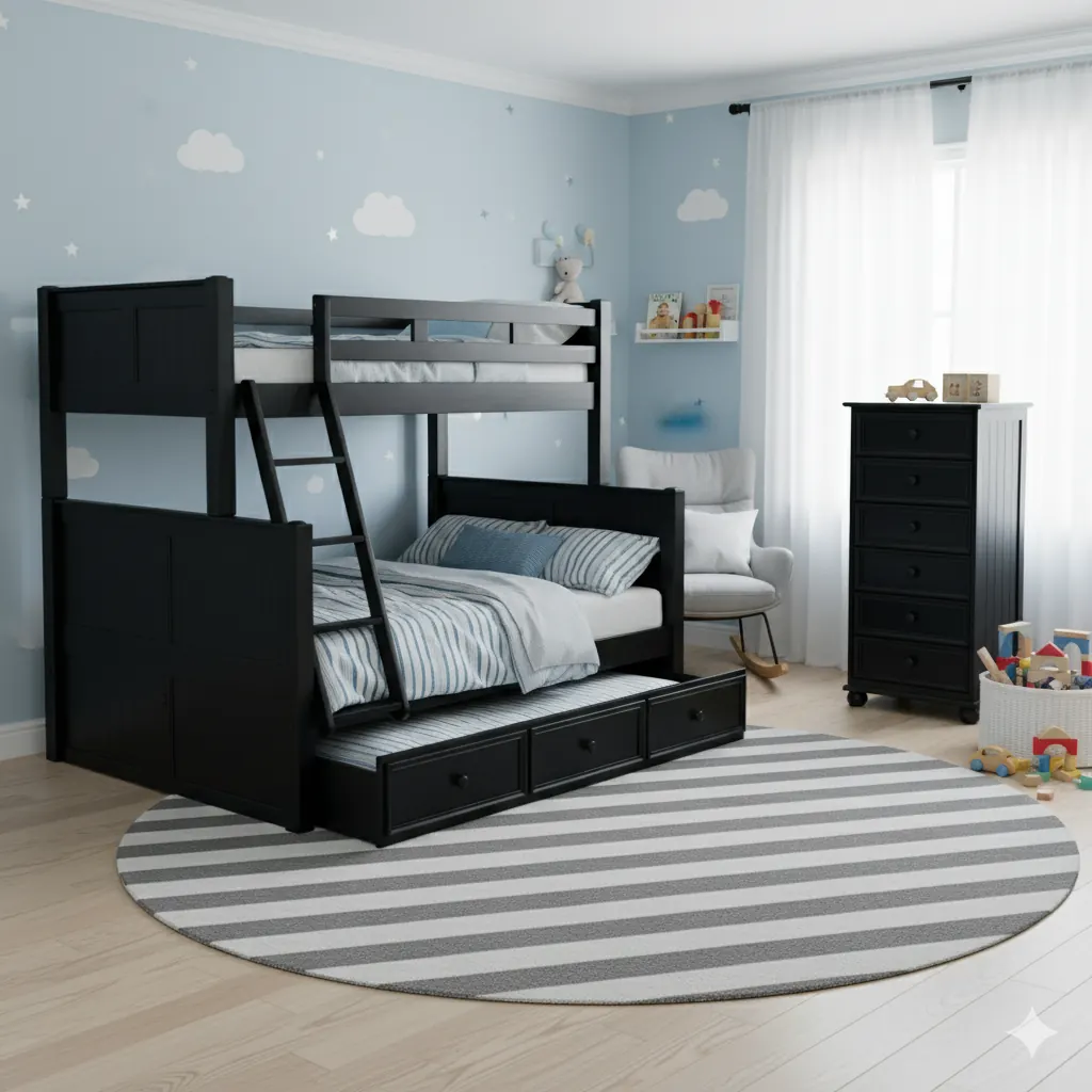 Natural Wood Bunk Bed with Drawers – view 4