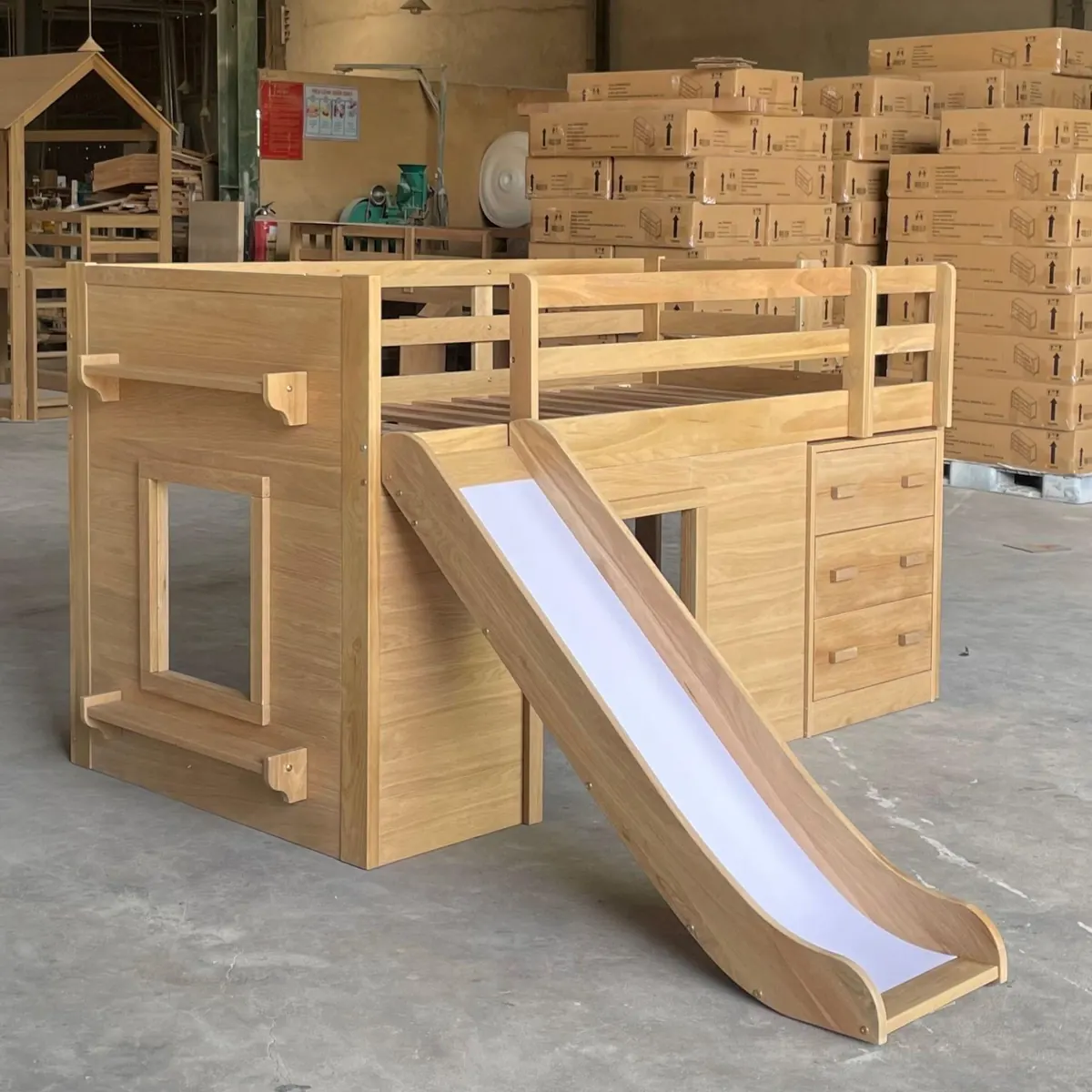 Bunk Bed with Slide & Drawer Steps – view 3