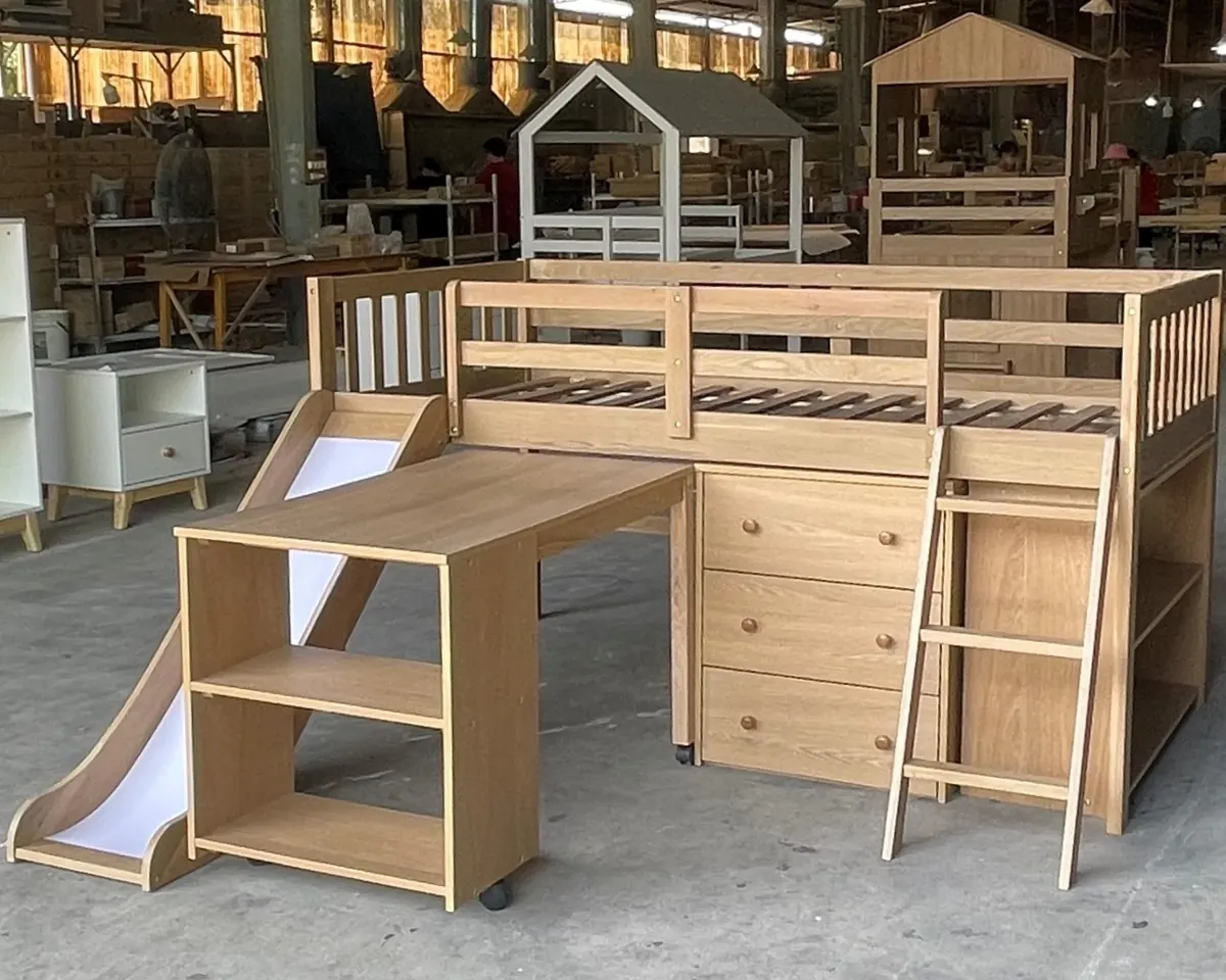 Bunk Bed with Slide & Study Desk – view 3
