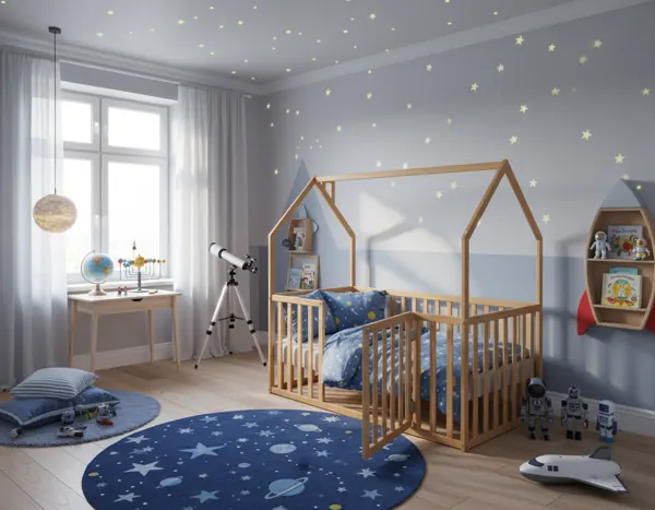 House-Shaped Kids' Bed with Rails