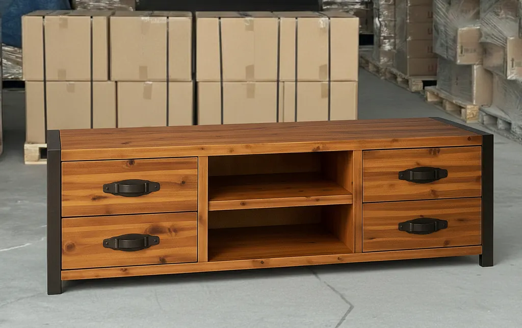 Modern Wood & Steel TV Console – view 2