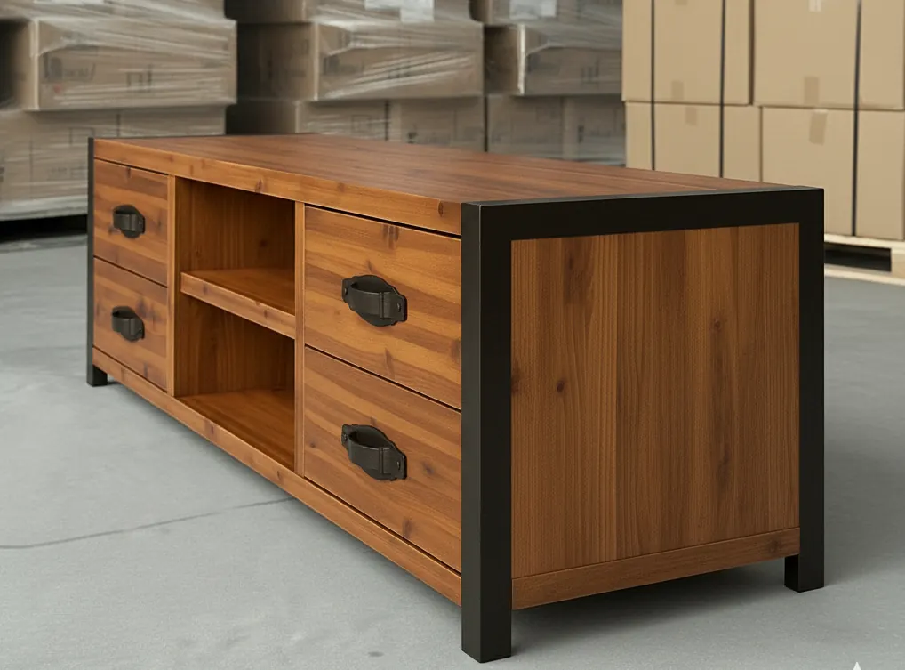 Modern Wood & Steel TV Console – view 3
