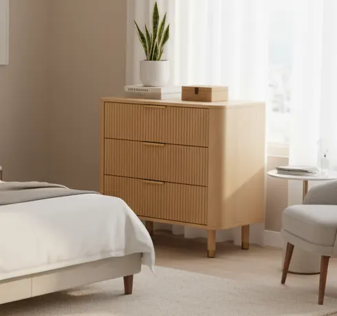 Natural Wood 3-Drawer Cabinet