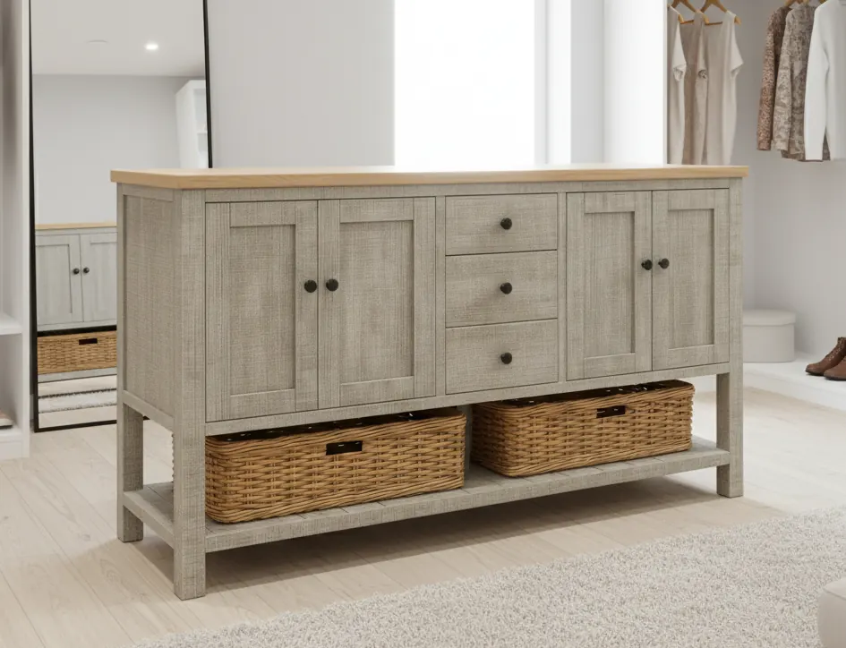 Natural Wood Bathroom Vanity, 4 Doors – view 1