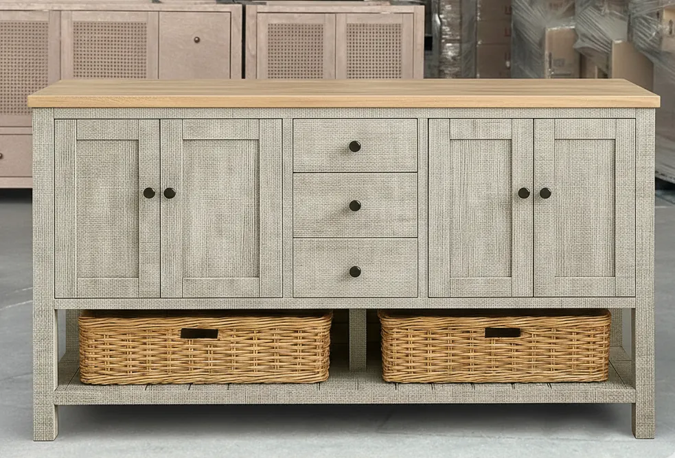 Natural Wood Bathroom Vanity, 4 Doors – view 2