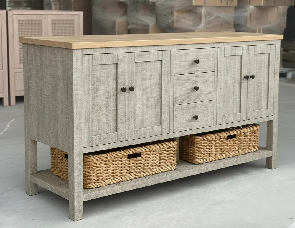 Natural Wood Bathroom Vanity, 4 Doors – view 3