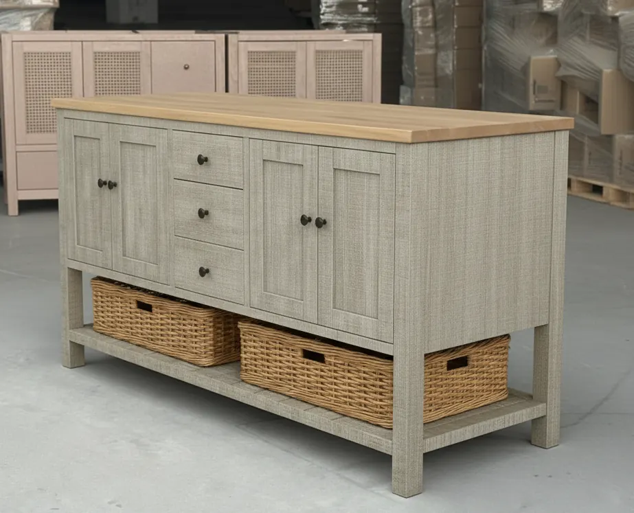 Natural Wood Bathroom Vanity, 4 Doors – view 4
