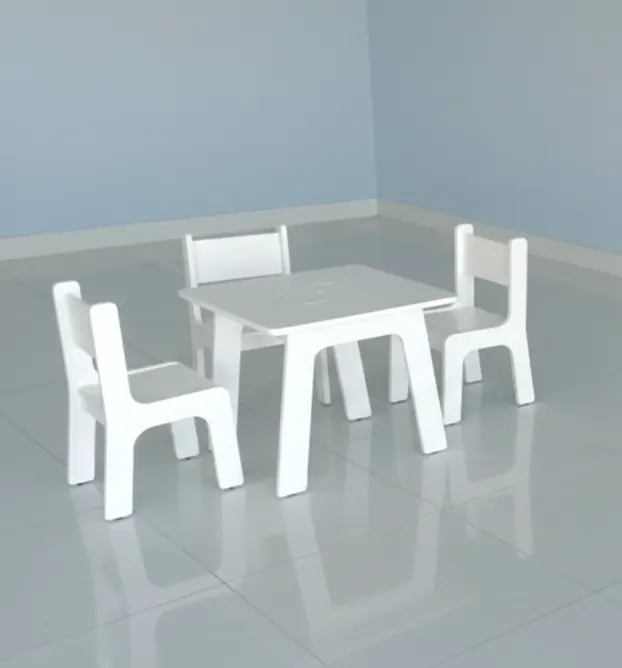 Natural Wood Children's Room Set: Bed, Crib, Cabinet, Table & Chair – view 3