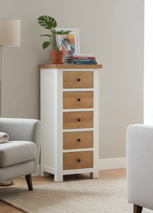 Oak 5-Drawer Tall Chest – view 3