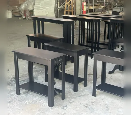 Black Bedside Tables with Lower Shelf - Nightstands by Tan Phuoc Furniture, Vietnam