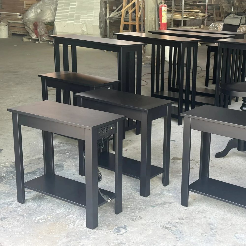 Black Bedside Tables with Lower Shelf - Nightstands, flat-pack, Tan Phuoc Furniture Vietnam