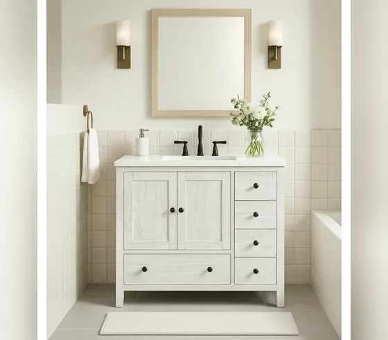 48-Inch Classic White Bathroom Vanity - Bathroom Vanities by Tan Phuoc Furniture, Vietnam