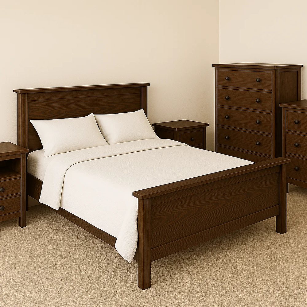 Dark Wood Bed and Dresser Set - Bedroom & Dining, flat-pack, Tan Phuoc Furniture Vietnam