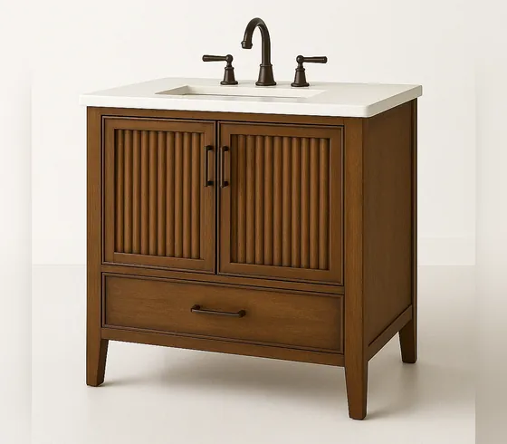 36-Inch Fluted-Door Bathroom Vanity - Bathroom Vanities by Tan Phuoc Furniture, Vietnam
