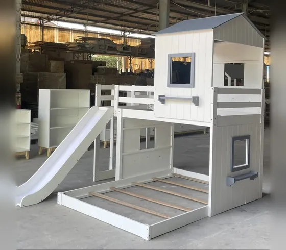 Full-Twin House Loft Bed with Slide - Bunk & Loft Beds by Tan Phuoc Furniture, Vietnam