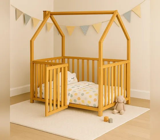 Natural Pine House Bed with Roof, Twin - Kids' Beds by Tan Phuoc Furniture, Vietnam