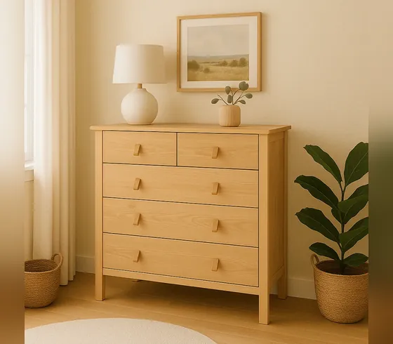 Natural Wood 5-Drawer Dresser - Dressers & Storage by Tan Phuoc Furniture, Vietnam