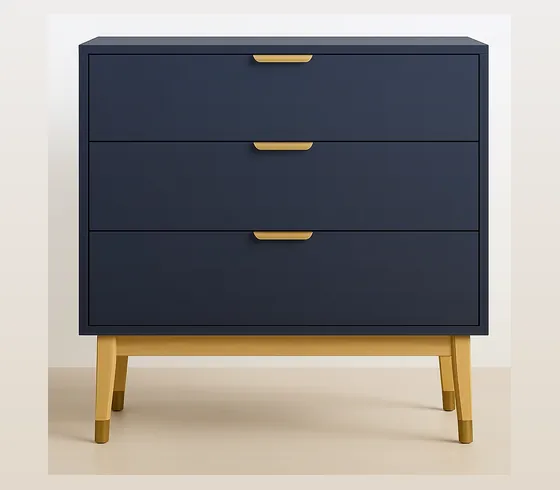 Navy 3-Drawer Dresser with Gold Handles - Dressers & Storage by Tan Phuoc Furniture, Vietnam
