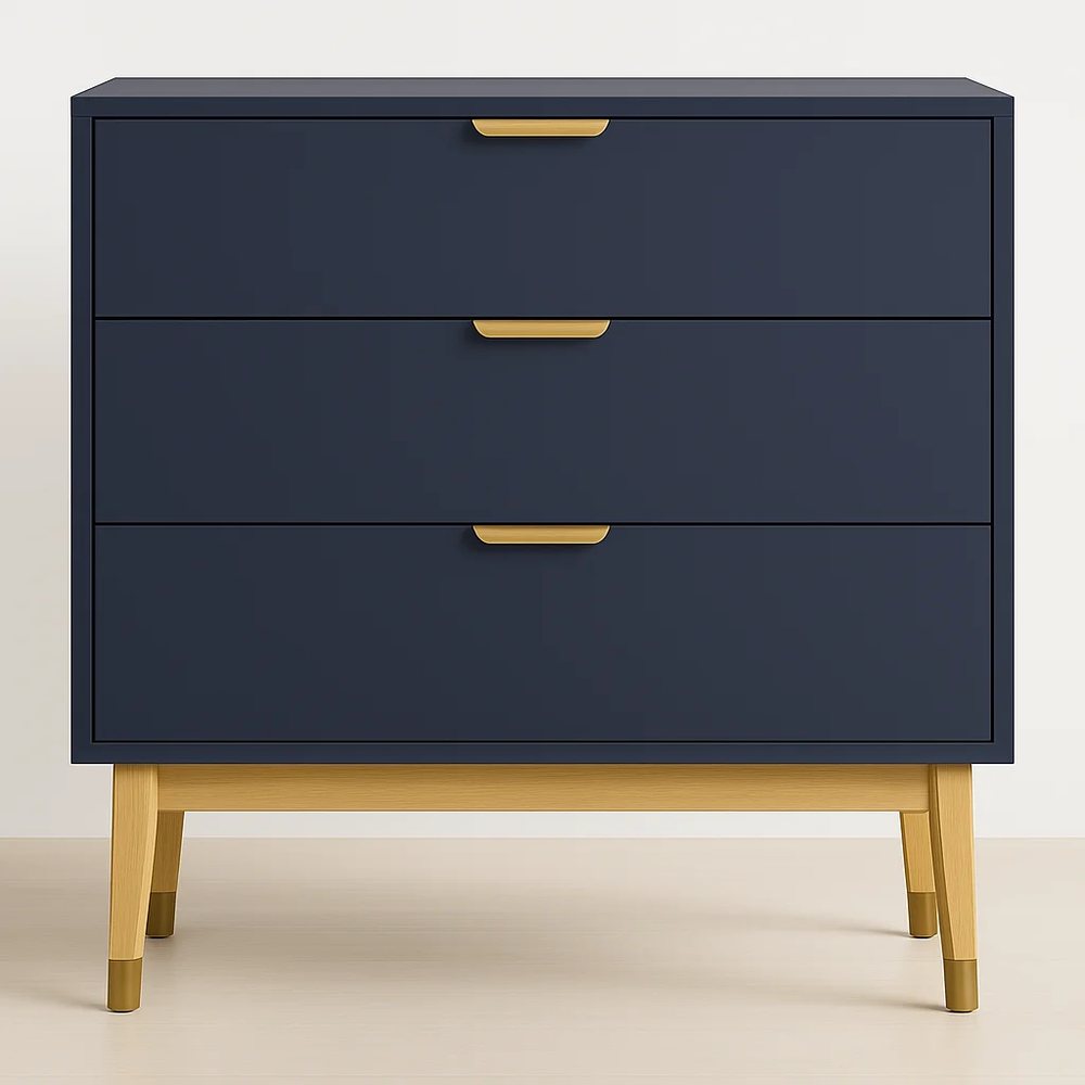 Navy 3-Drawer Dresser with Gold Handles - Dressers & Storage, flat-pack, Tan Phuoc Furniture Vietnam