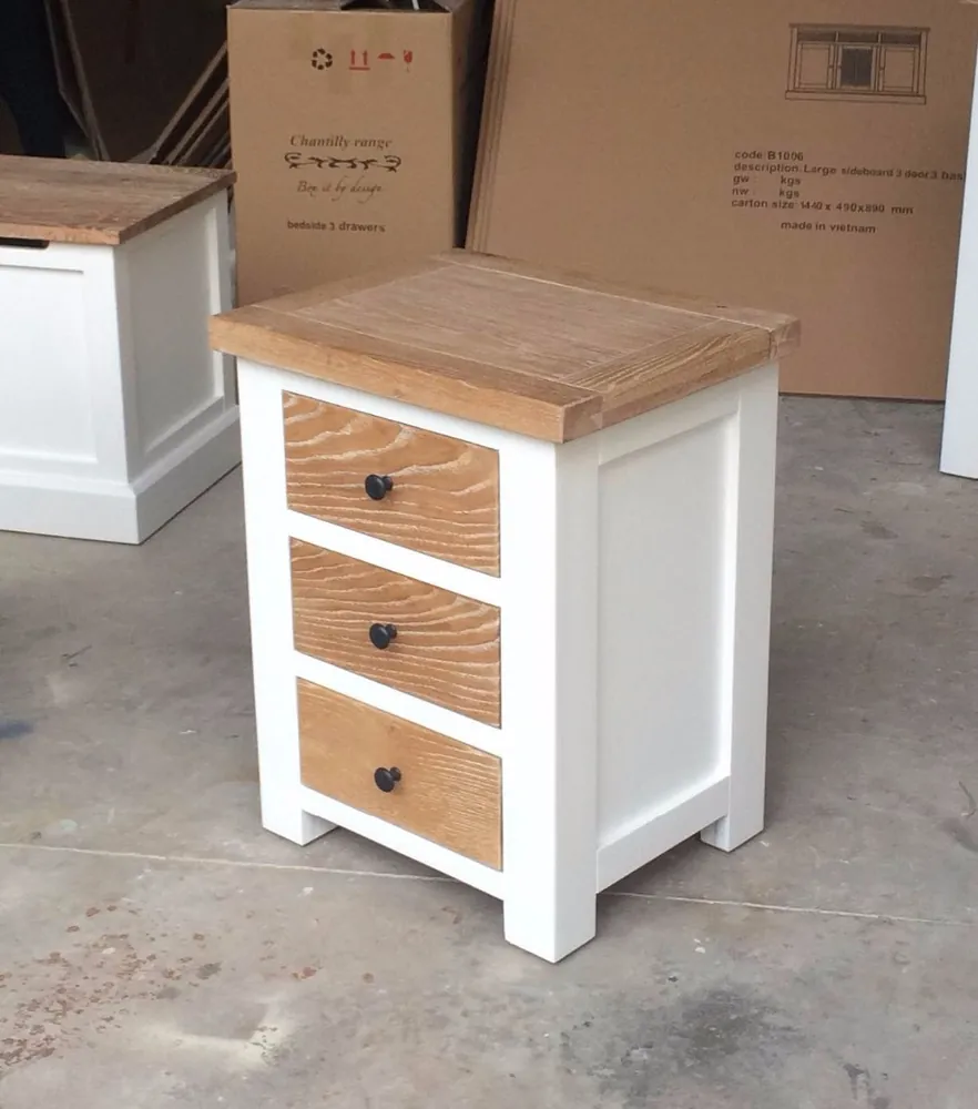 Oak 3-Drawer Nightstand - view 2