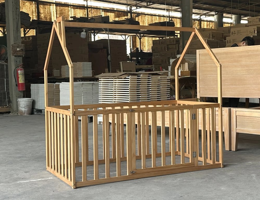 Pine House Bed Frame for Kids, Twin - Kids' Beds, flat-pack, Tan Phuoc Furniture Vietnam