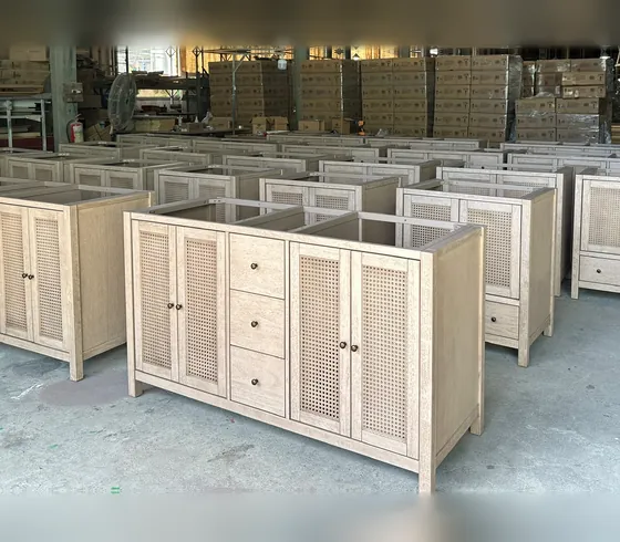 Bathroom Vanity with Rattan Doors - Bathroom Vanities by Tan Phuoc Furniture, Vietnam