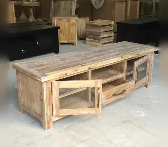 Rustic TV Console with Glass Doors - TV & Media Units by Tan Phuoc Furniture, Vietnam