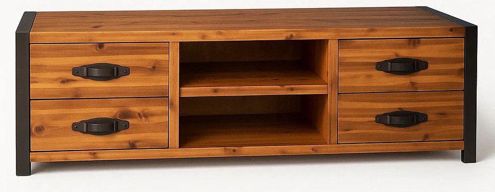 Rustic TV Stand with Iron Frame - TV & Media Units, flat-pack, Tan Phuoc Furniture Vietnam