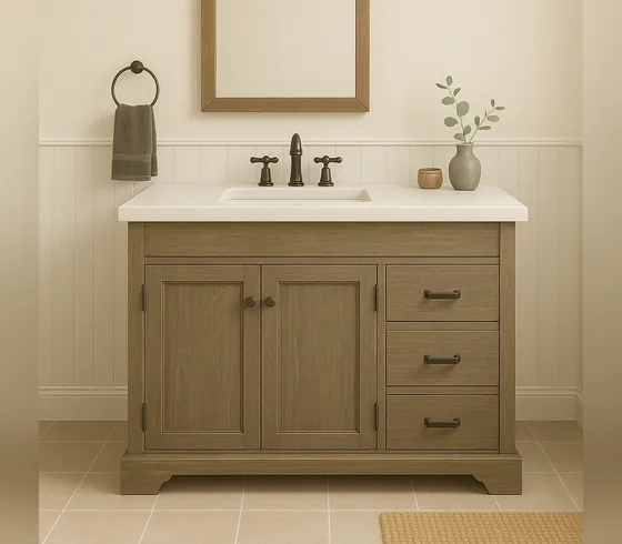 48-Inch Shaker Bathroom Vanity, Sage Finish - Bathroom Vanities by Tan Phuoc Furniture, Vietnam