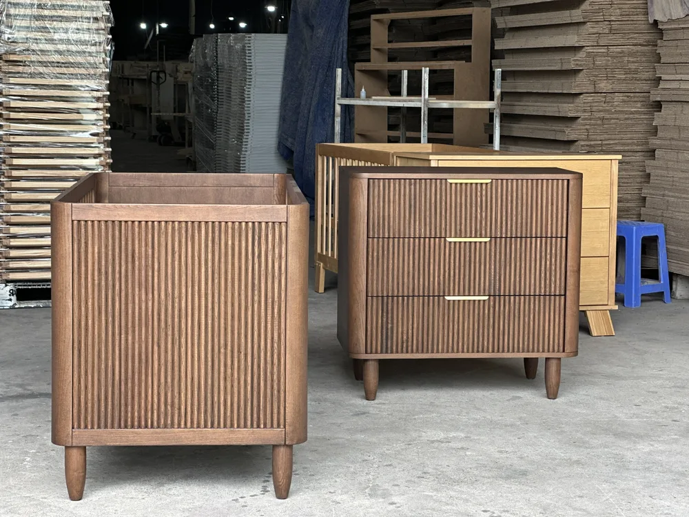 Walnut-Finish Fluted Crib & 3-Drawer Dresser Set - view 3