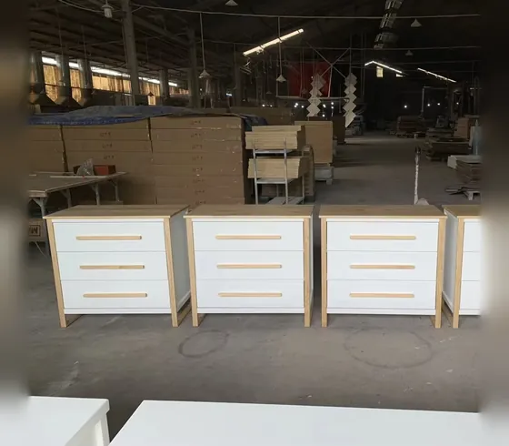 White 3-Drawer Chest with Natural Top - Dressers & Storage by Tan Phuoc Furniture, Vietnam