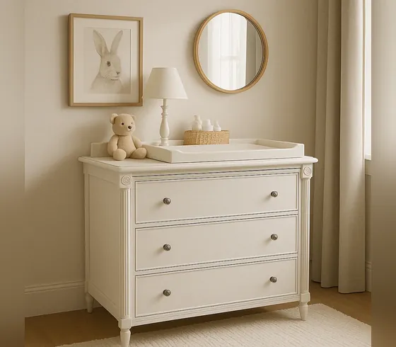 White 3-Drawer Dresser with Changing Tray - Dressers & Storage by Tan Phuoc Furniture, Vietnam