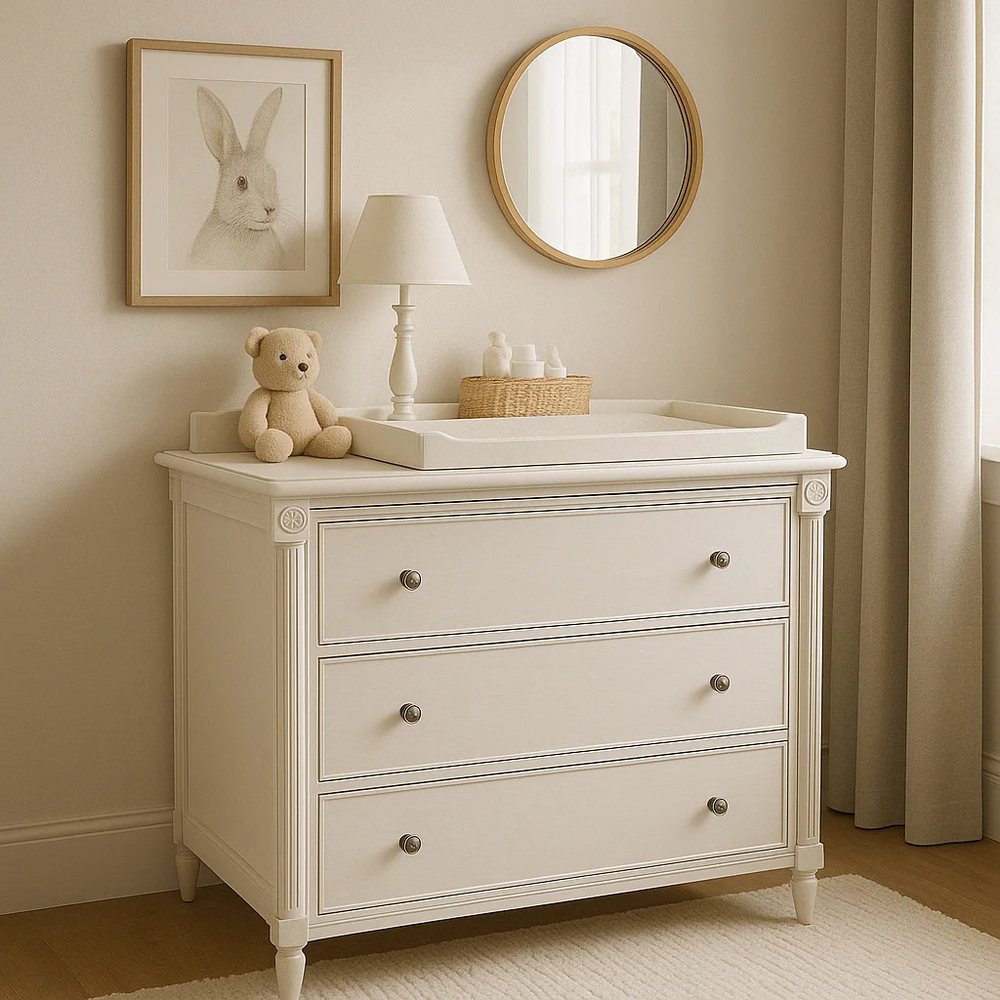 White 3-Drawer Dresser with Changing Tray - Dressers & Storage, flat-pack, Tan Phuoc Furniture Vietnam