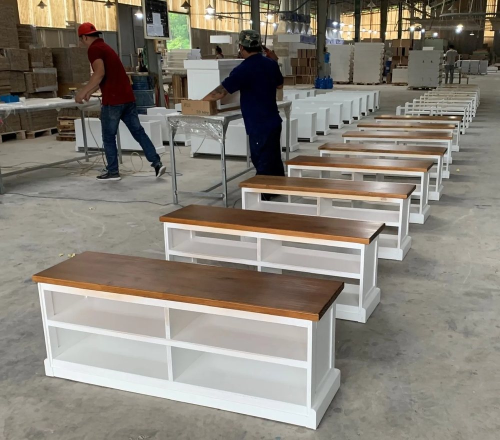 White & Oak TV Stand - TV & Media Units, flat-pack, Tan Phuoc Furniture Vietnam