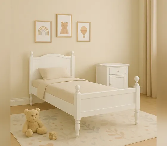 White Children's Single Bed with Spindle Posts - Kids' Beds by Tan Phuoc Furniture, Vietnam
