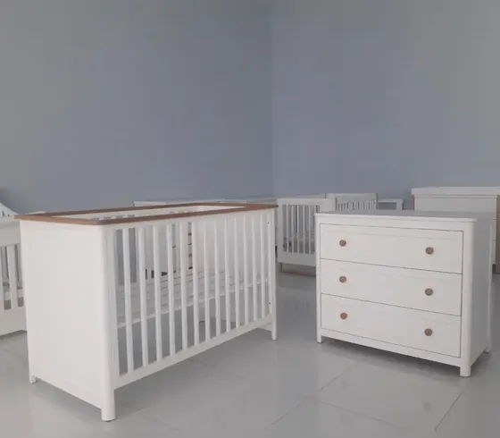 White Crib & 3-Drawer Dresser Set - Changing Tables & Nursery Sets by Tan Phuoc Furniture, Vietnam