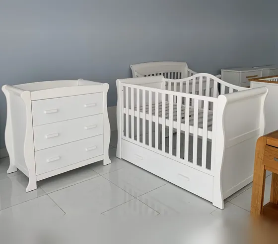 White Crib & 3-Drawer Dresser Nursery Set - Changing Tables & Nursery Sets by Tan Phuoc Furniture, Vietnam
