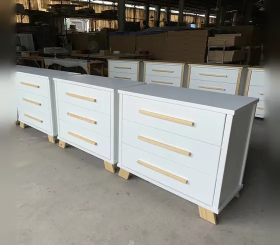 White Dresser with Natural Wood Handles - Dressers & Storage by Tan Phuoc Furniture, Vietnam