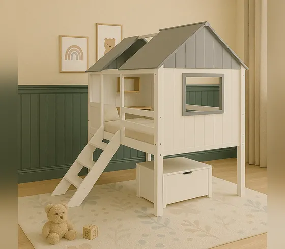 White House Loft Bed with Stairs and Storage - Bunk & Loft Beds by Tan Phuoc Furniture, Vietnam