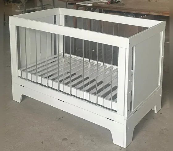 White Wooden Cot 302 - Cribs & Cots by Tan Phuoc Furniture, Vietnam