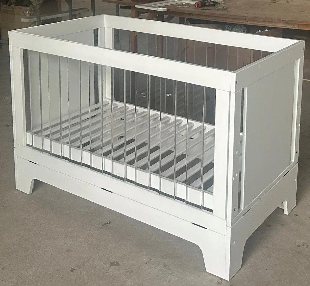 White Wooden Cot 302 - Cribs & Cots, flat-pack, Tan Phuoc Furniture Vietnam