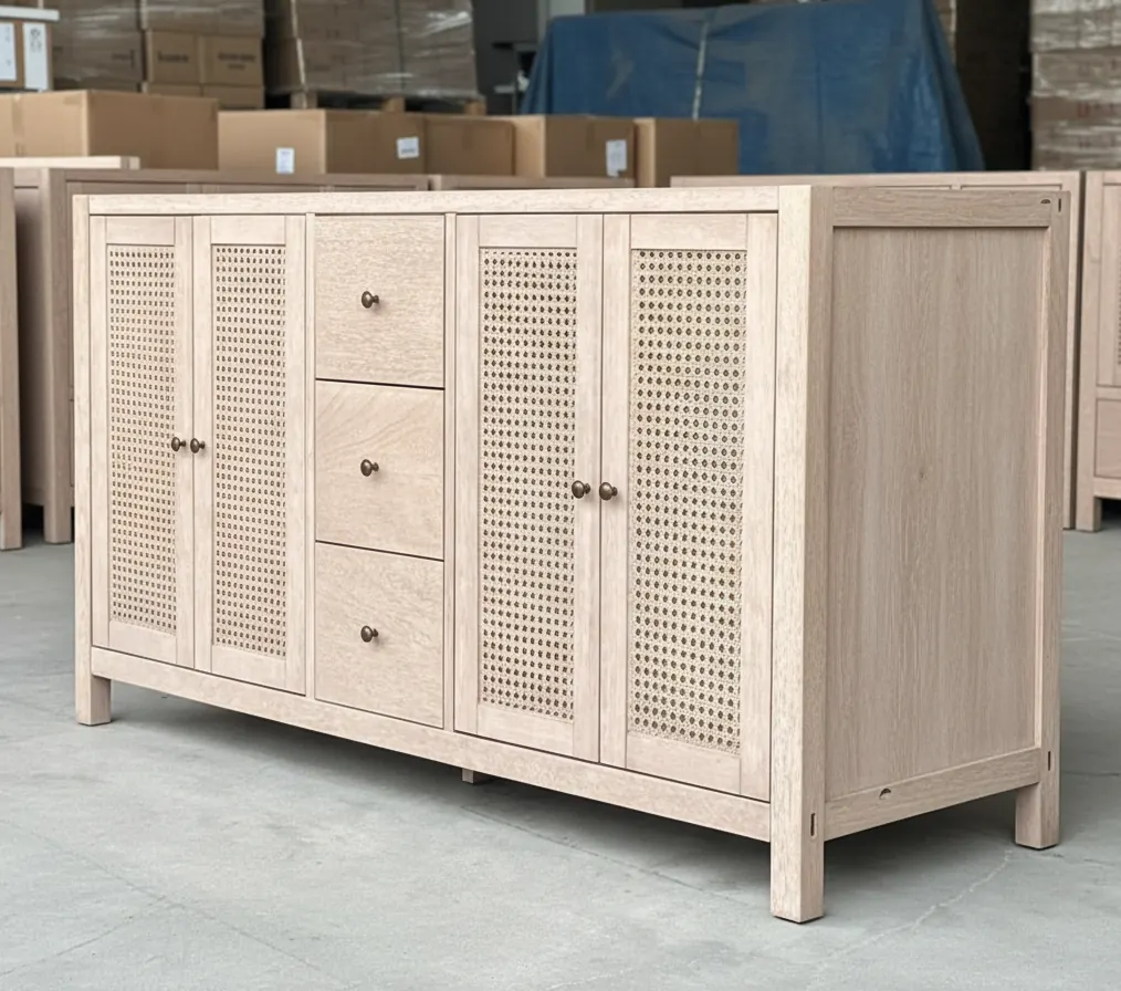 Bathroom Vanity with Rattan Doors – view 2