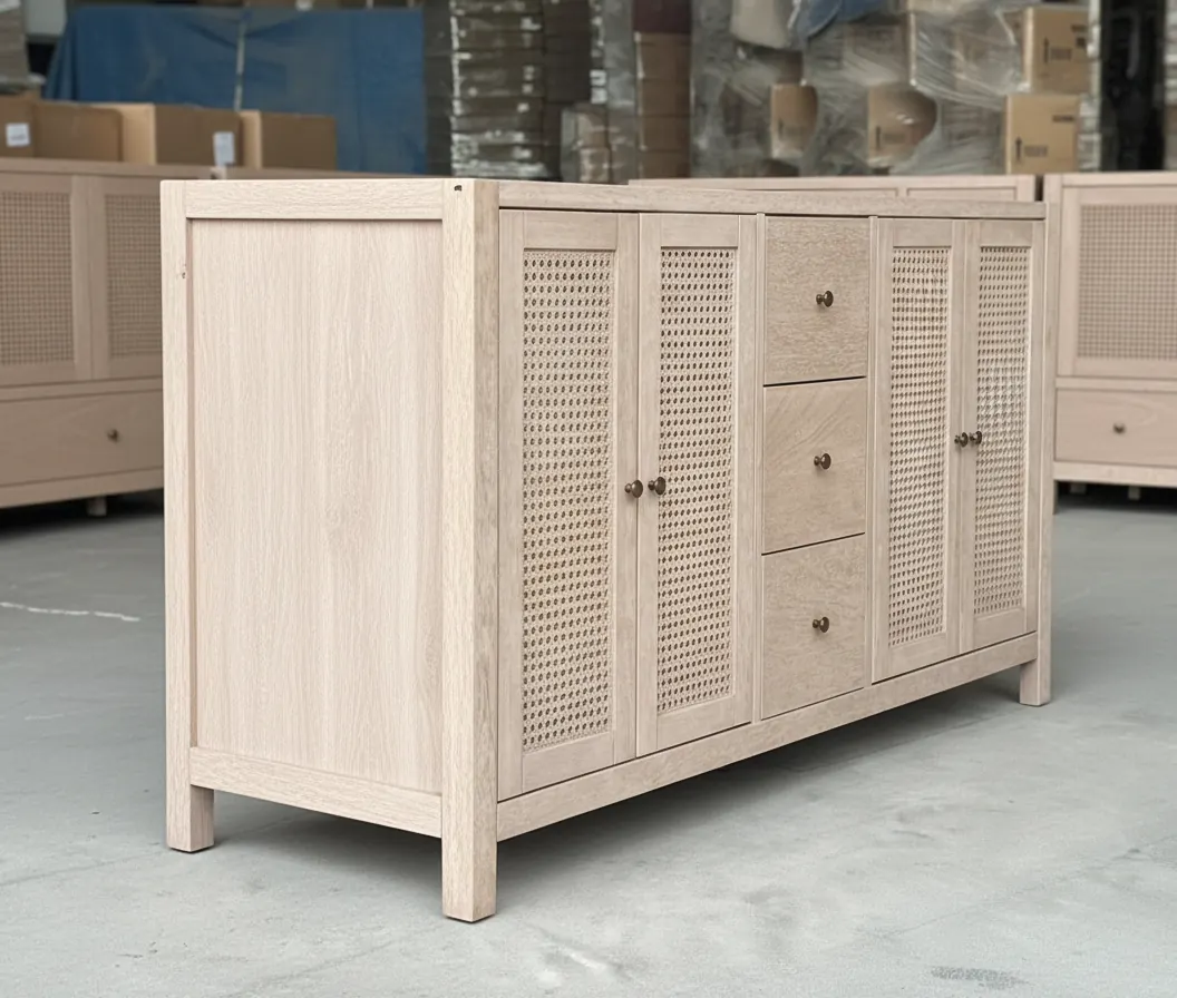 Bathroom Vanity with Rattan Doors – view 3