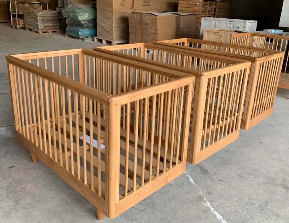 Natural wood baby cribs