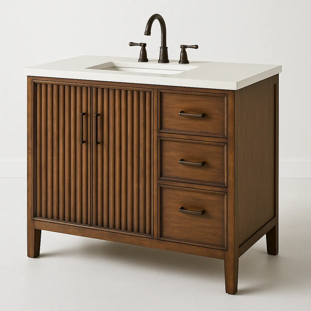 Wood Vanity with Artificial Stone Top – view 1
