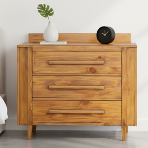 🌟 NATURAL WOODEN CABINET WITH 3 DRAWERS - MODERN STYLE